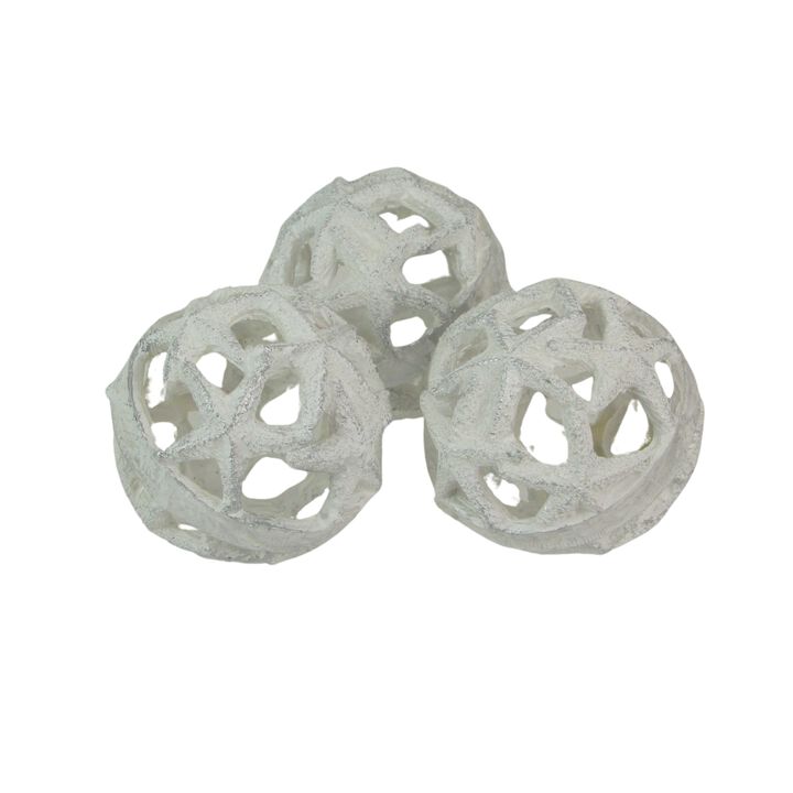 Set of 3 Weathered White Starfish Orbs - Ideal for Beach d&eacute;cor or Centerpieces