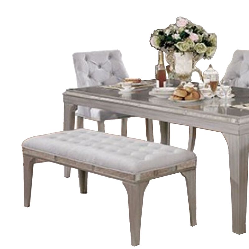 Jamie 6pc Dining Table Set with 4 Chairs and Bench, Silver-Light Gray image number 4