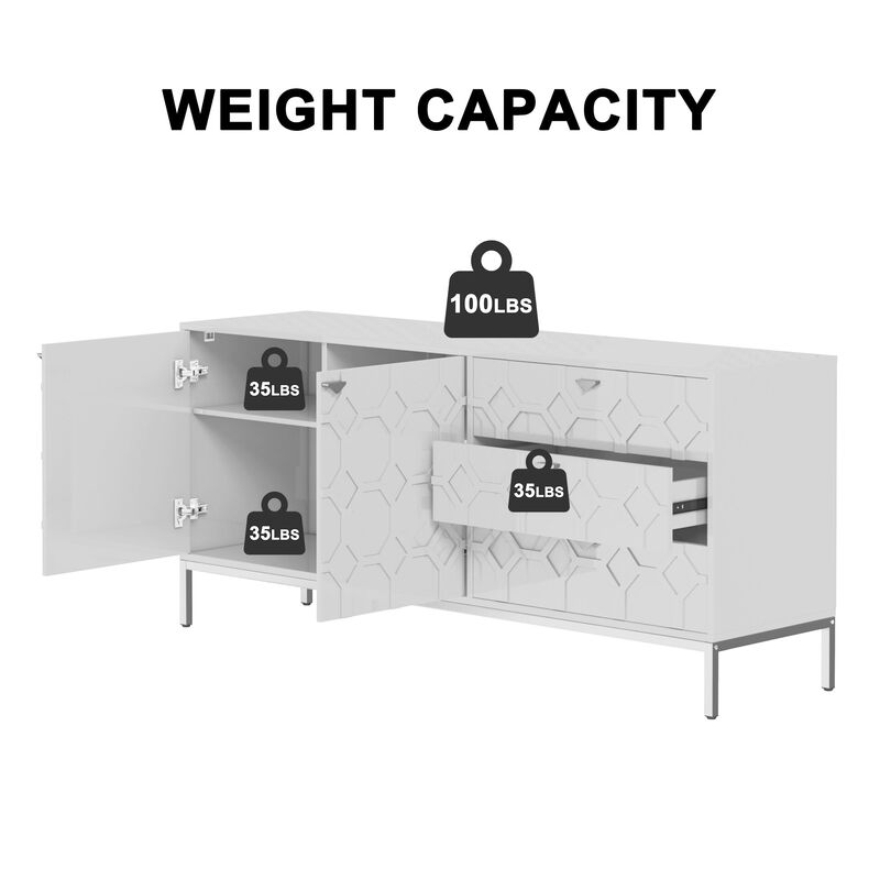 Mondawe 2 Door Storage Cabinet with 3 Drawers Stylish Accent Cabinet for Living room, Bedroom