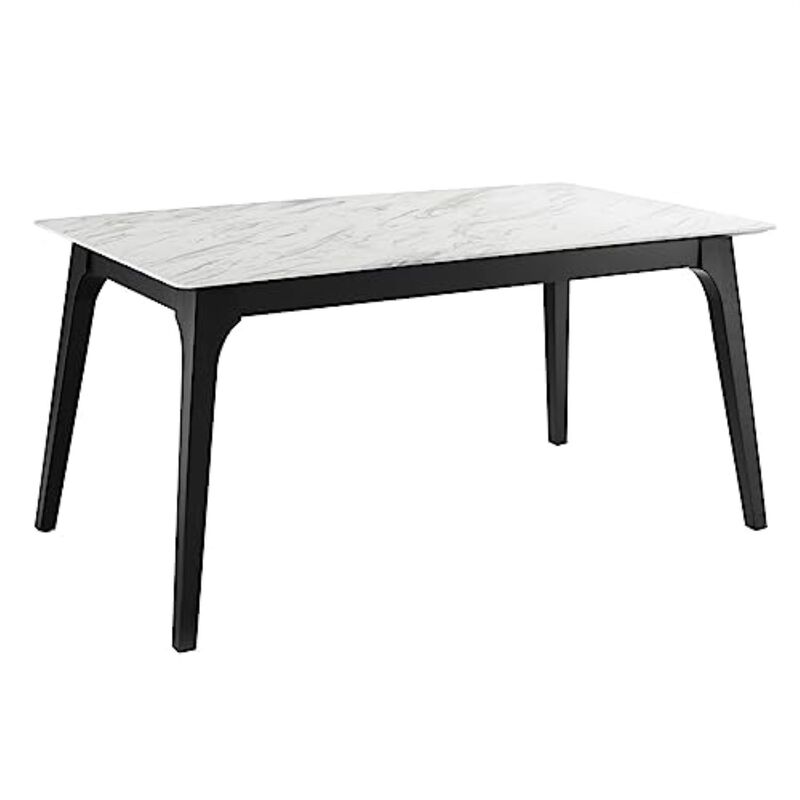 Modway EEI-5693-BLK-WHI Juxtapose 63" Rectangular Performance Artificial Marble Dining Table, Black White image number 0