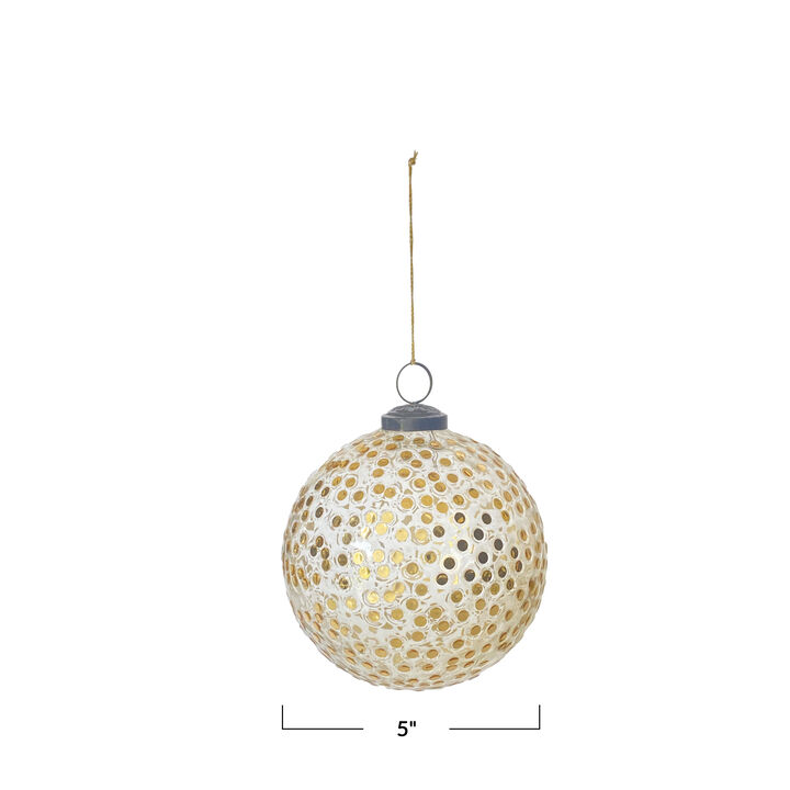 Antique Gold Glass Mosaic Ball Ornament