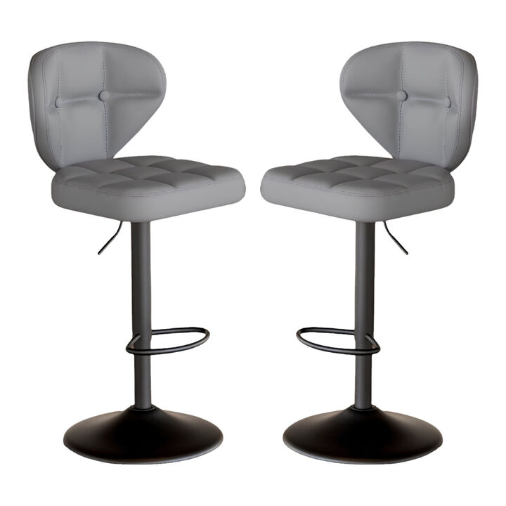 PU Leather Swivel Bar Stools Set of 2, Modern Hydraulic Adjustable Counter Height Stools, Steady Water Resistant Iron Frame 360&deg; Kitchen Island Chairs