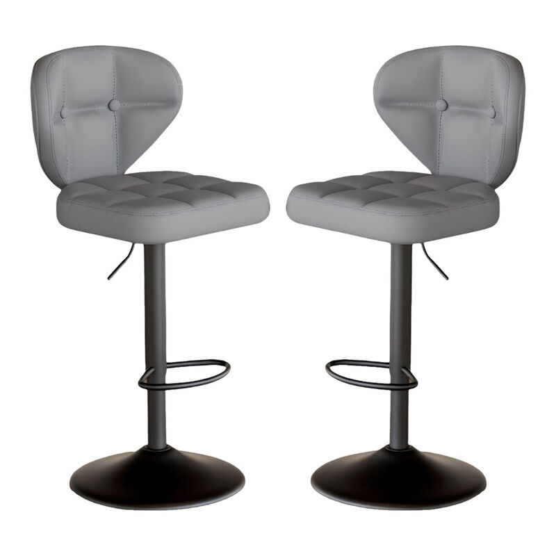 PU Leather Swivel Bar Stools Set of 2, Modern Hydraulic Adjustable Counter Height Stools, Steady Water Resistant Iron Frame 360&deg; Kitchen Island Chairs image number 0