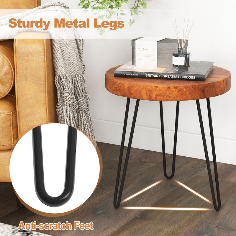 Round Reclaimed Recycled Teak Wood End Table