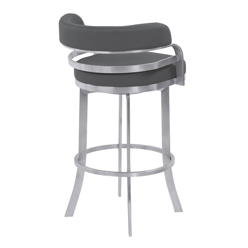 Prinz Counter Height Swivel Faux Leather and Brushed Stainless Steel Bar Stool image number 2