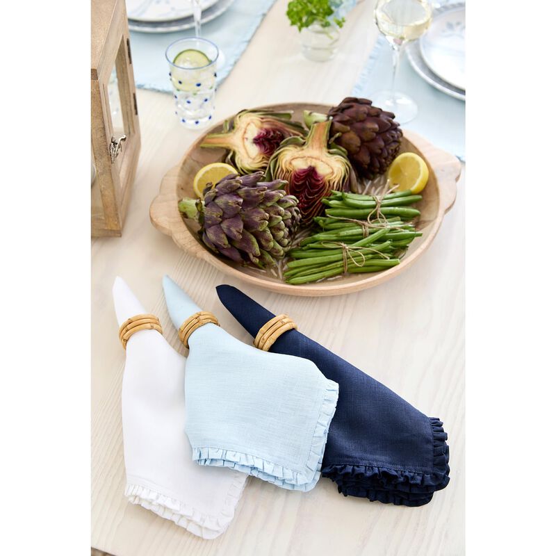 Solino Home 100% Pure Linen Dinner Napkins 20 x 20 Inch Set of 4 - Juliette Ruffle