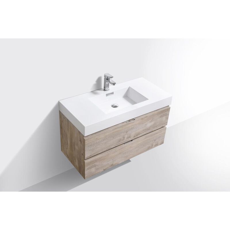 Kubebath Bliss 40 Nature Wood Wall Mount Modern Bathroom Vanity