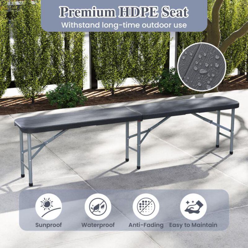 Hivvago Folding HDPE Bench with 1320 LBS Capacity and Handle Lock