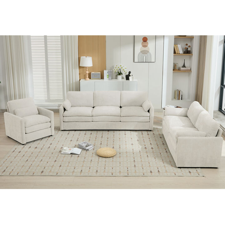 Cozy Double Cushion Cloud Sofa Group, Oversized Plush Upholstered Living Room Couch Set