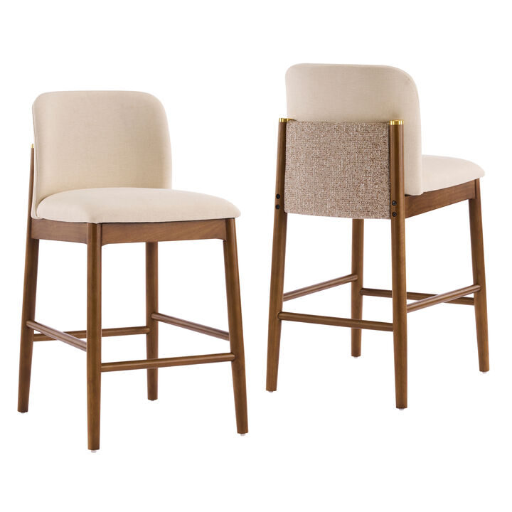 Merax Set of 2 Walnut Finish Rubber Wood Counter Stools
