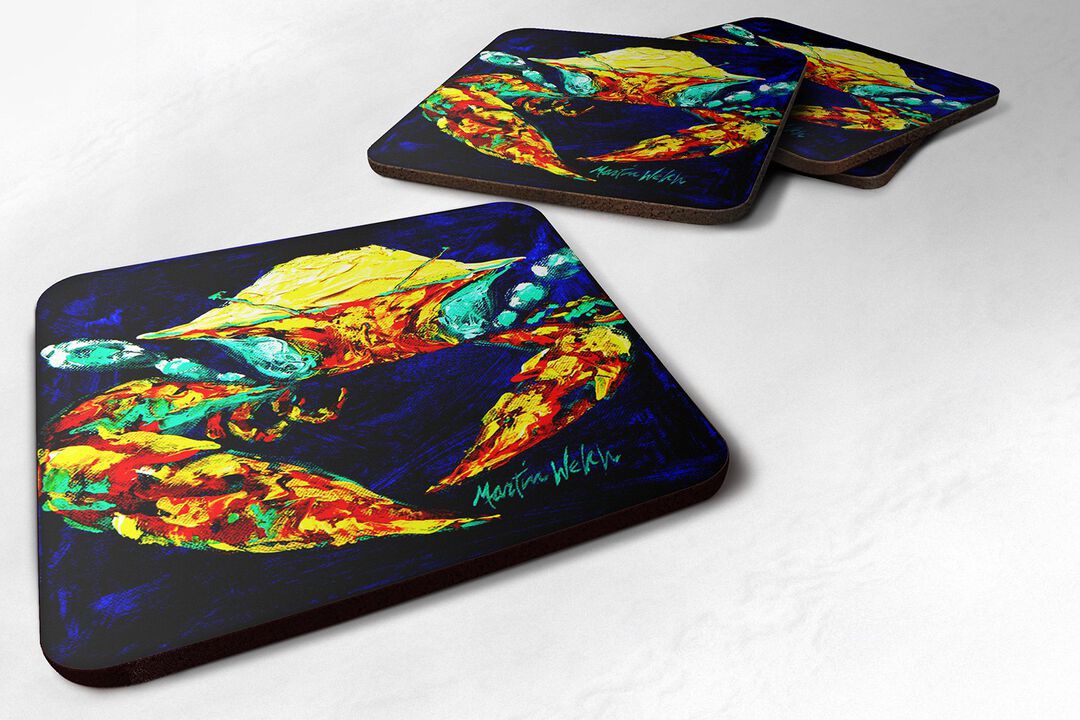 Caroline's Treasures MW1080FC Crab Winkie Foam Coasters (Set of 4), 3.5 H x 3.5 W, Multicolor