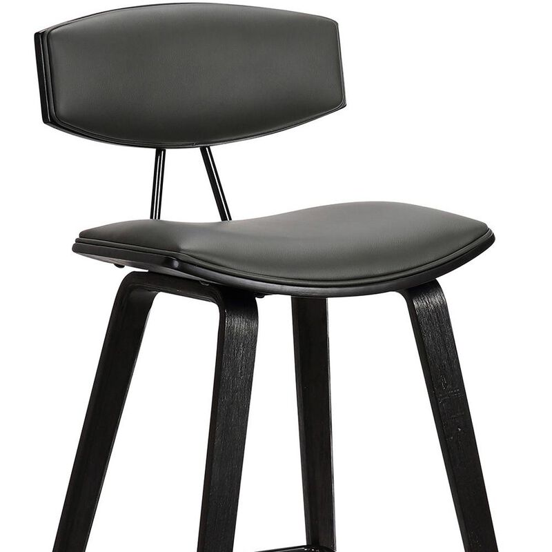 Hivvago 26 Inch Gray and Black Faux Leather and Iron Low Back Counter Height Bar Chair