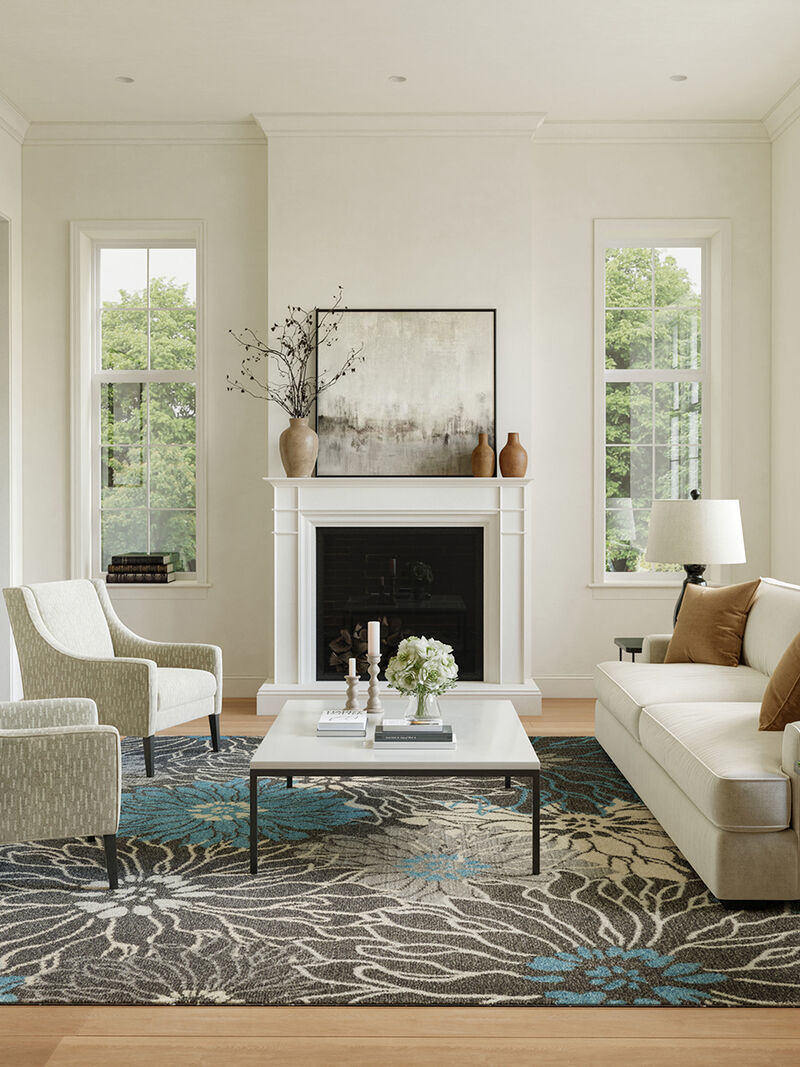 Passion PSN17 Chracoal/Blue 6'7" x 9'6" Rug image number 9