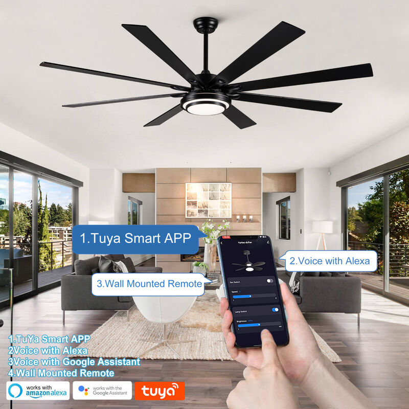 ELEMENT ACE 72 Inch Large Smart Ceiling Fan with Integrated LED Lighting, Reversible Air Direction, Dimmable Color Temperature, Remote App and Voice Control for Indoor Home Use image number 9