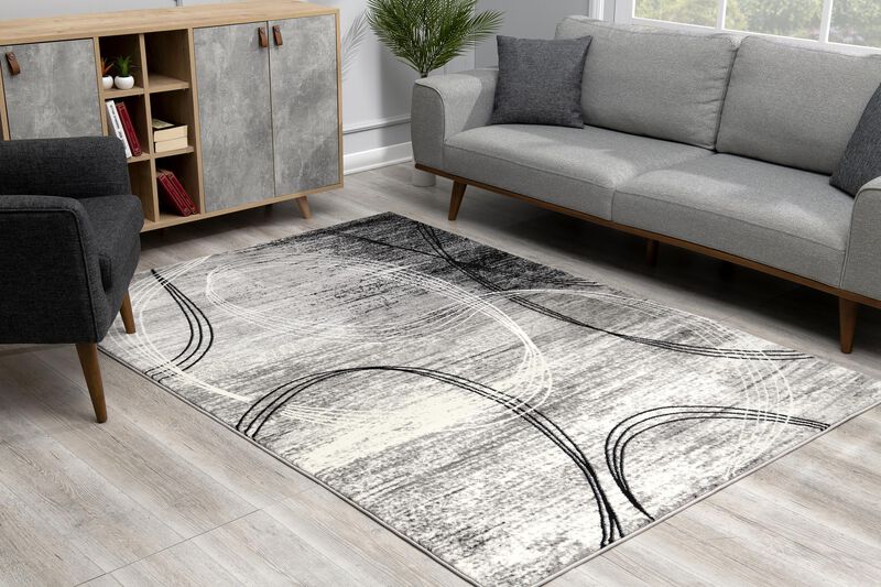 Rug Branch Mawari Contemporary Abstract Grey Black Indoor Area Rug