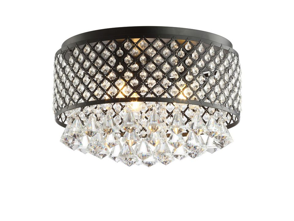 Evelyn 3-Light Crystal Drops/Metal LED Flush Mount