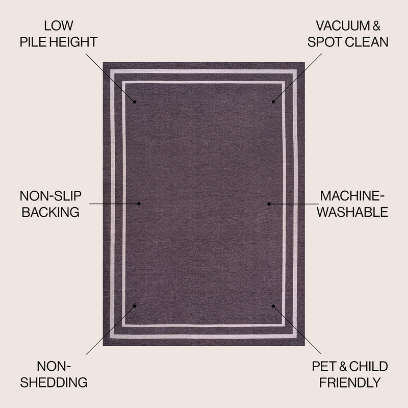 Sloane Classic 2-Stripe Border Washable Indoor Area Rug image number 2