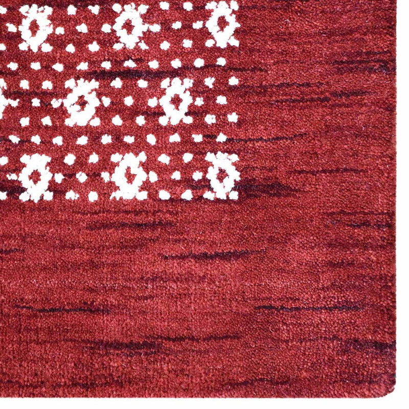 RUGSOTIC CARPETS HAND KNOTTED LOOM WOOL ECO-FRIENDLY AREA RUGS  - 10'x13', Rectangle, Red Color, Contemporary Modern Design, High Pile Thick Handmade Anti Skid Rugs for Living Room (L00529)