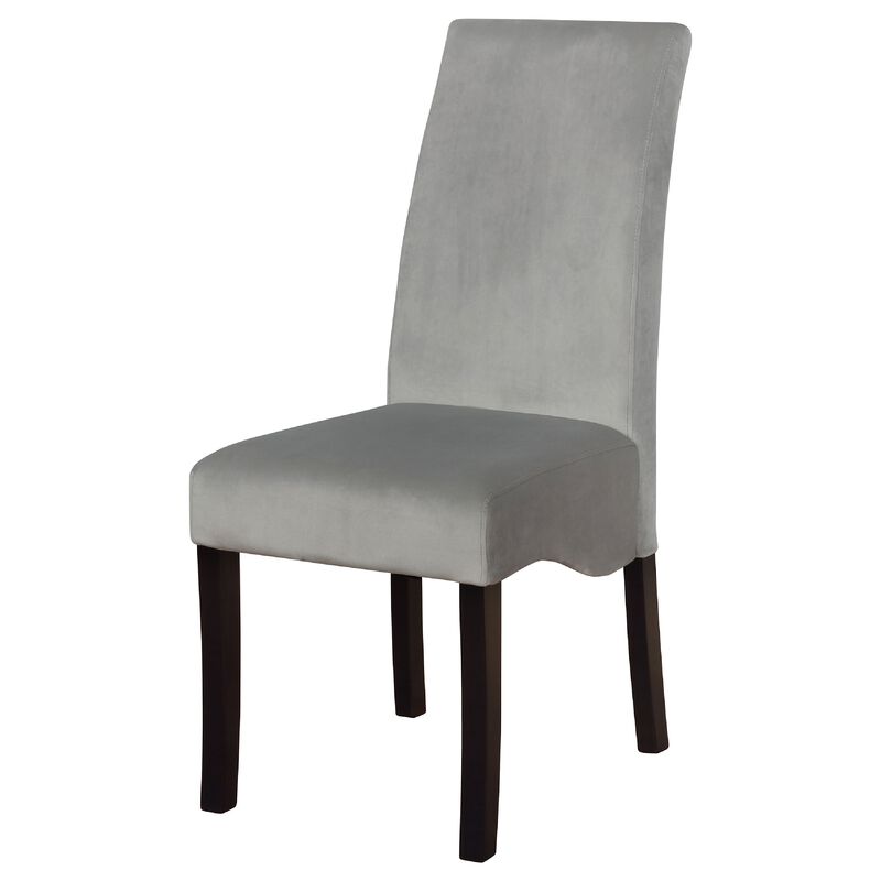 Tela 7pc Dining Table and 6 Chairs Set, Black Pedestal Base, Gray - Benzara