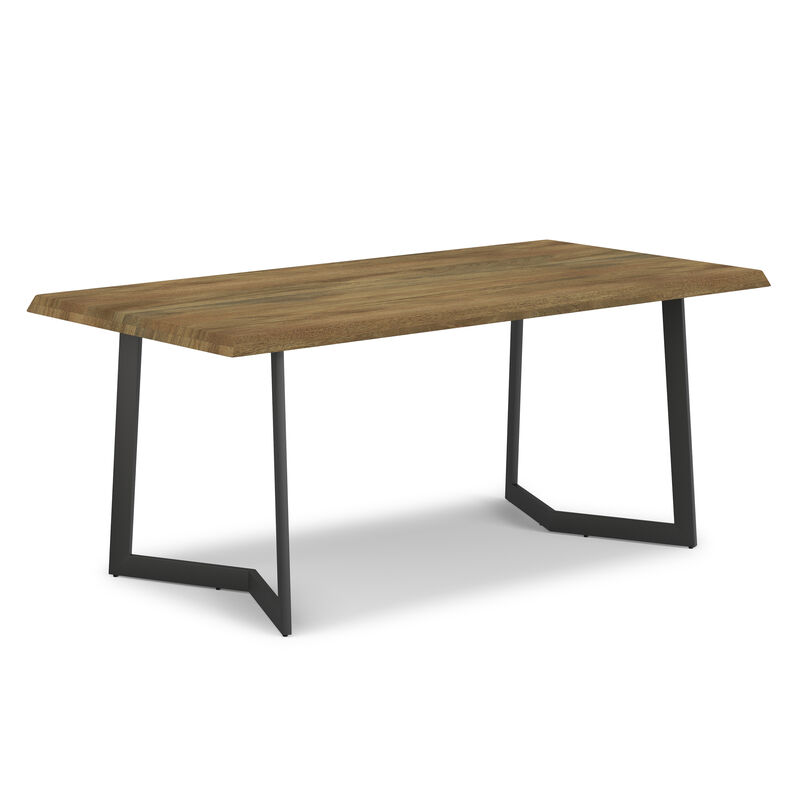 Watkins SOLID MANGO WOOD and Metal 72 inch x 36 inch Rectangle Modern Dining Table with Inverted Metal Base in Light Brown image number 8
