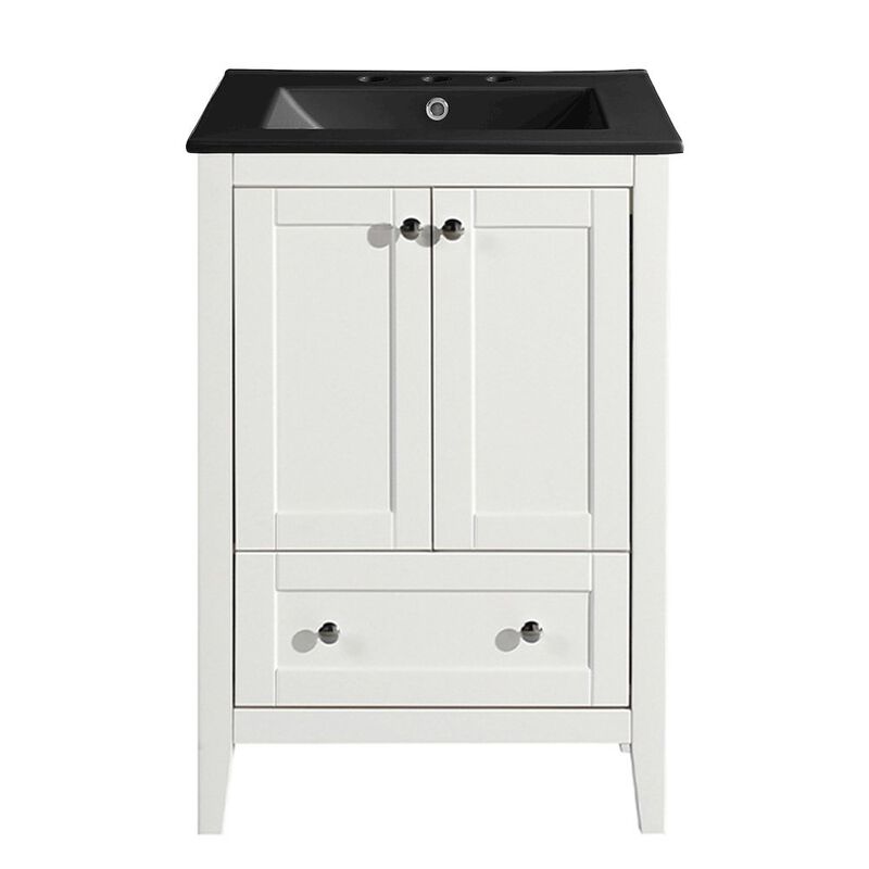 Cannes 24 in. White Bathroom Vanity with 3-Hole Ceramic Sink Top image number 0