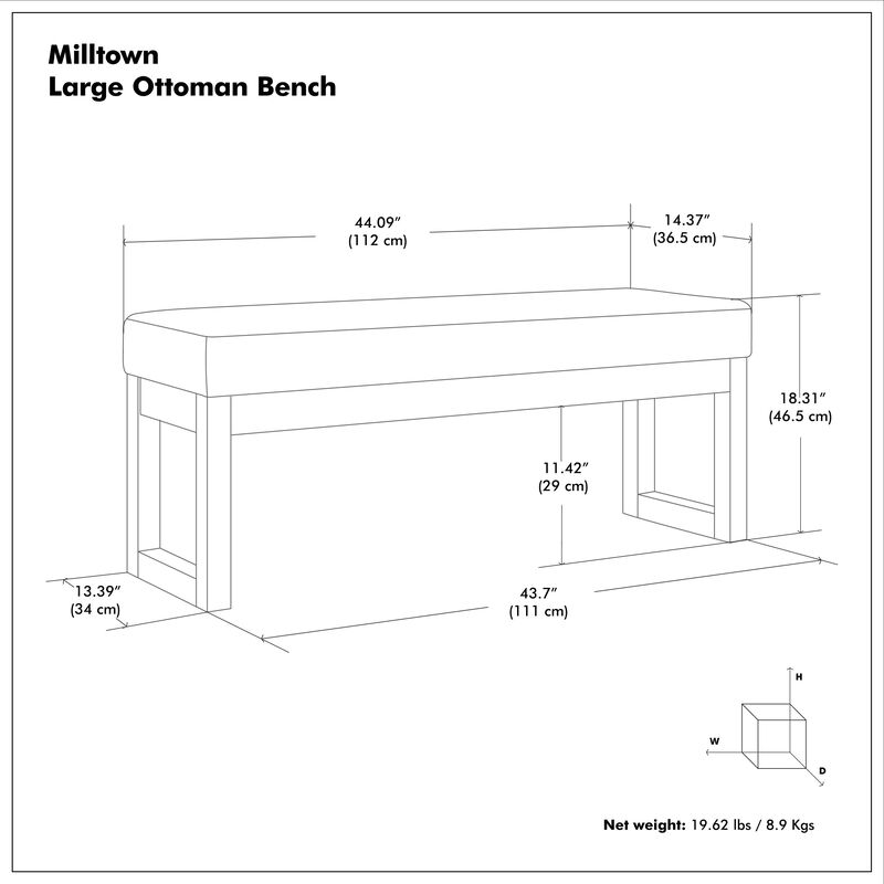 Milltown 44 in Wide Rectangle Large Ottoman Bench image number 4