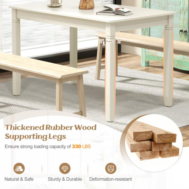 Hivvago Wooden Dining Table for 4 People Rectangular Kitchen Table with Rubber Wood Legs.