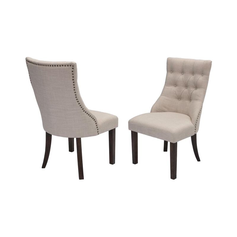 Best Quality Furniture Classic Upholstered Side Chair Tufted In Linen FabricNailhead Trim