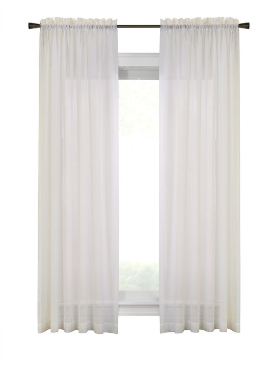 Habitat Cote d'Azure Sheer Rod Pocket Windows or Outdoor Living Space Traditional Style Insulated Curtain Panel 56" x 95" Ivory
