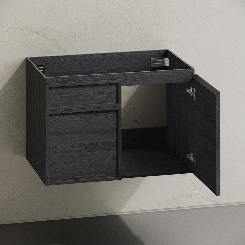 St. Tropez 30" Wall-Mounted Bathroom Vanity Cabinet without Top in Black Oak image number 3
