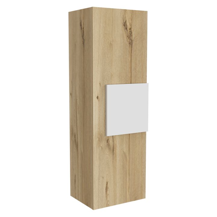 Vanguard Medicine Cabinet, Three Shelves, Single Door Cabinet -White / Light Oak