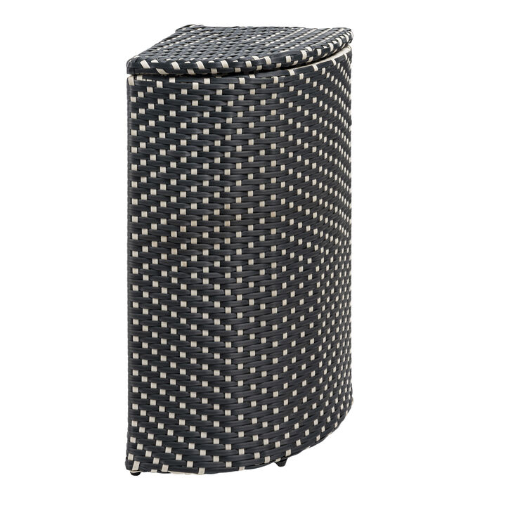 Chloe All-Weather Wicker/Metal Corner Hideaway Outdoor Trash Can