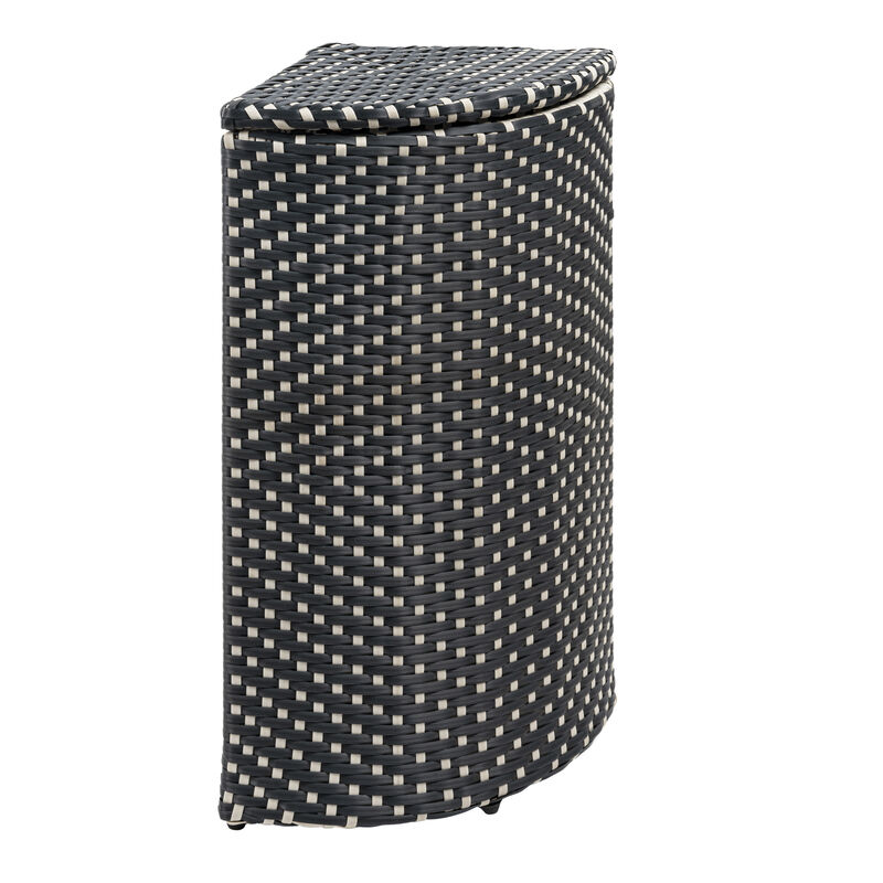 Chloe All-Weather Wicker/Metal Corner Hideaway Outdoor Trash Can