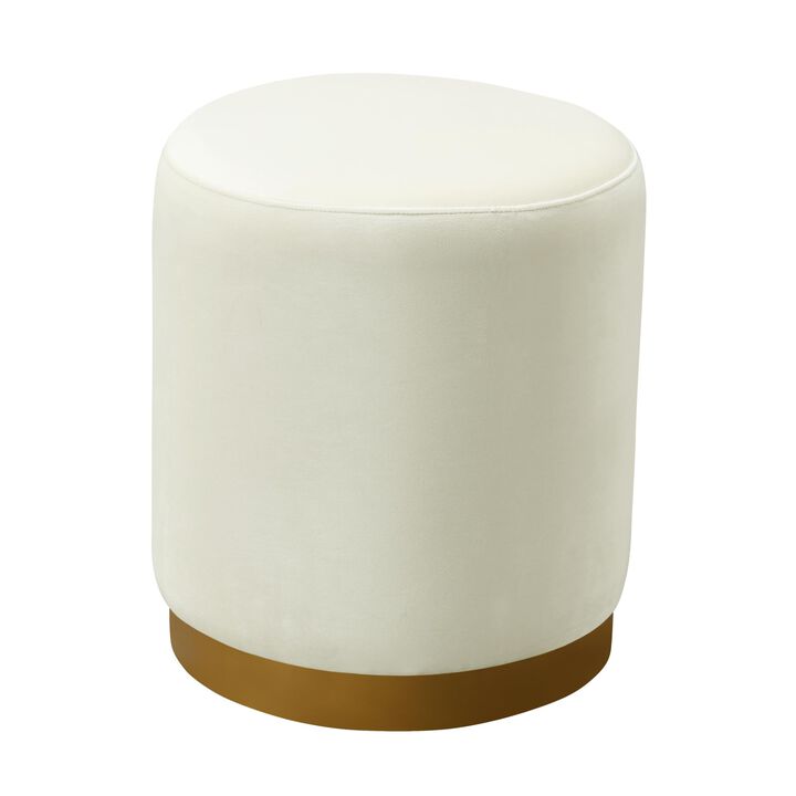 Tov Furniture Opal Velvet Ottoman (Cream)