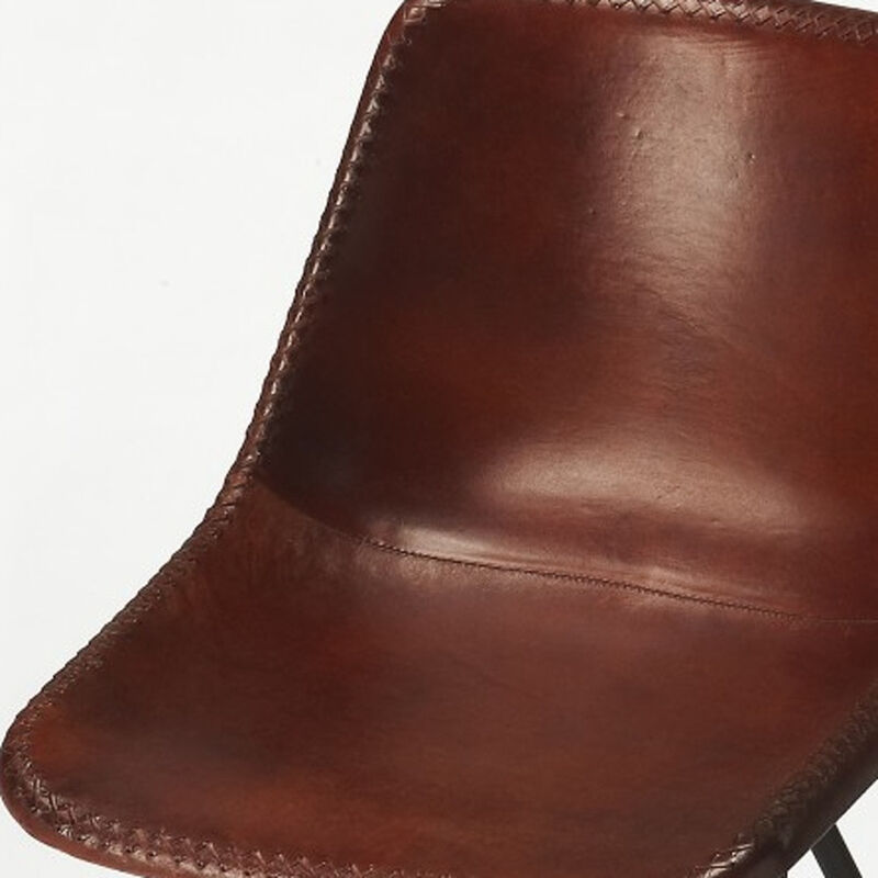 Hivvago 21 Inch Brown and Black Faux Leather Side Chair