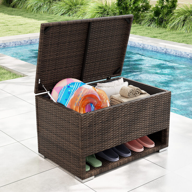 Waterproof PE Rattan Storage Bin for Patio Cushions and Outdoor Essentials image number 8