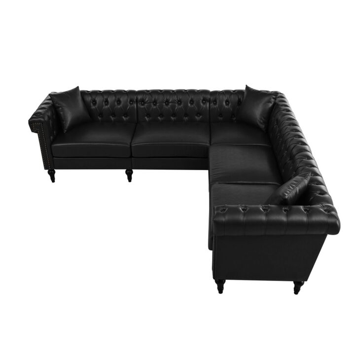 Zefwi Chesterfield L-Shaped Sectional Sofa