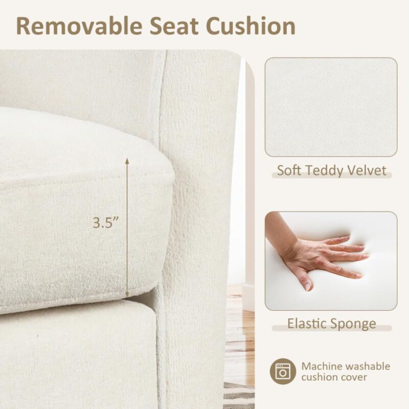 Hivvago Upholstered Teddy Velvet Club Barrel Chair with Ottoman with Footrest