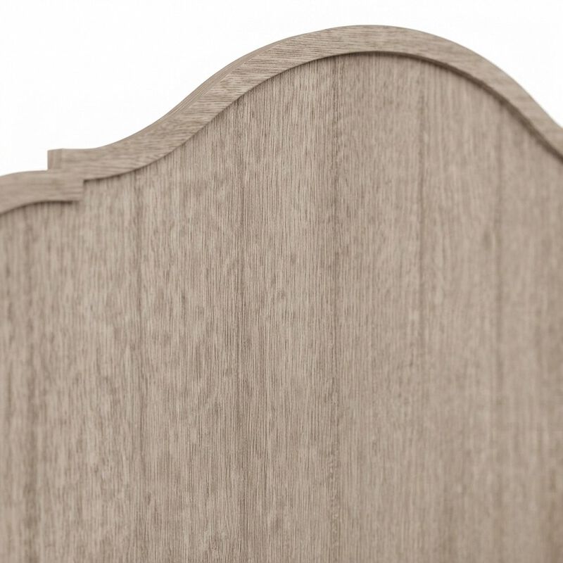 Rubberwood Queen Platform Bed with Panel Headboard, Wood Slats, Sand image number 5