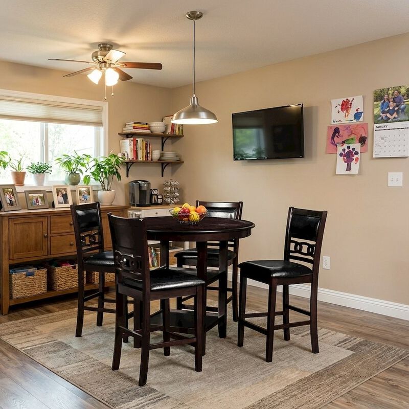 5-Piece Transitional Gray Wood Dining Set with Chairs for Modern Homes image number 2