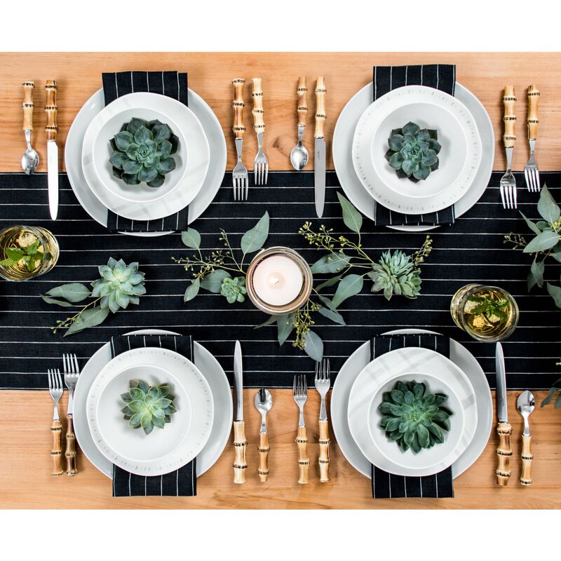 Solino Home Pinstripe 100% Linen Table Runner &ndash; Handcrafted, Machine Washable, Perfect for Holiday and Everyday Dining
