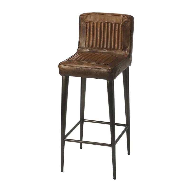 Butler Specialty Company Maxwell Leather 32 Bar Stool, Dark Brown