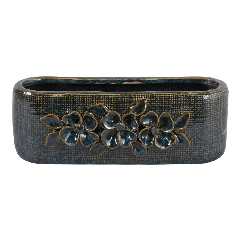 8x3" Floral Applique Planter image number 0