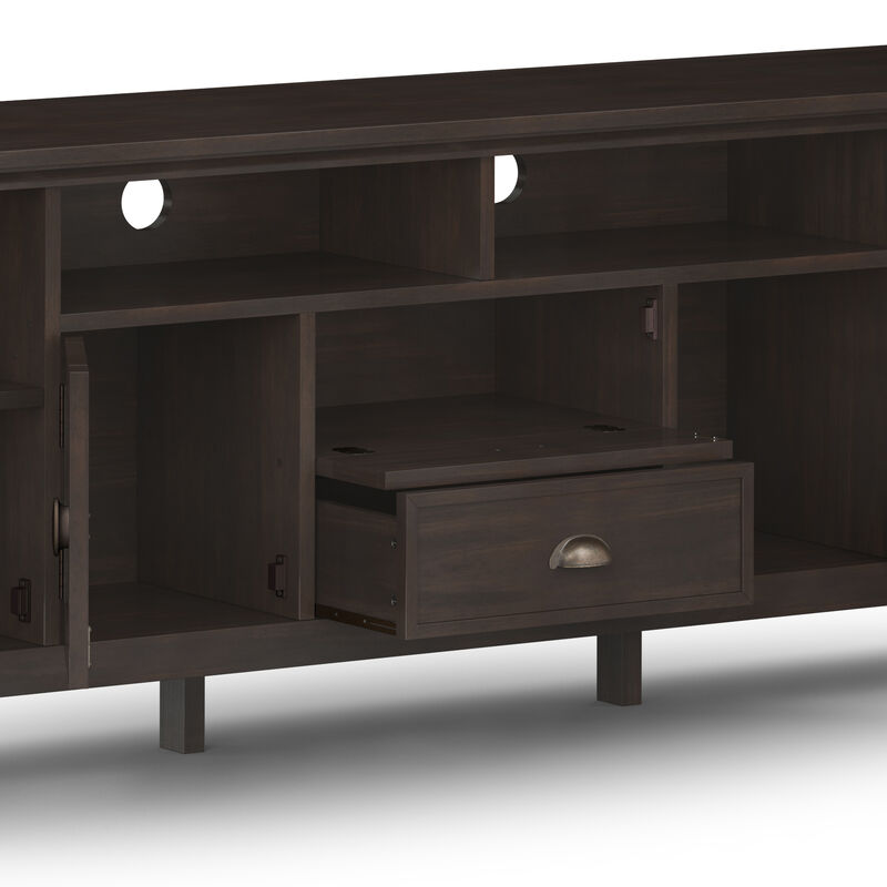 Redmond SOLID WOOD 72 inch Wide Transitional TV Media Stand in Brunette Brown For TVs up to 80 inches