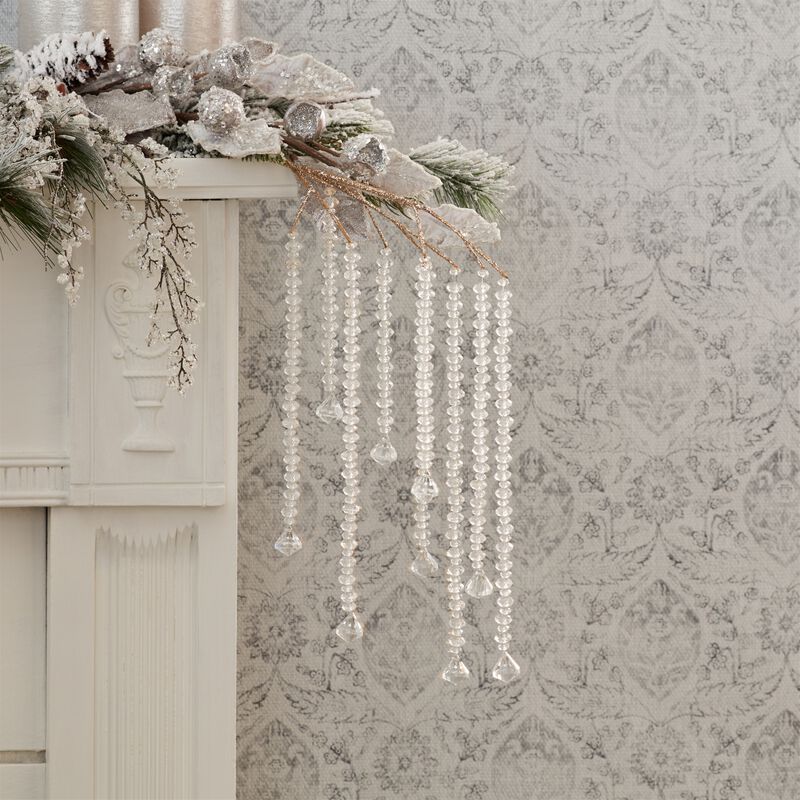 Set of 2 Hanging Prism Picks &ndash; Decorative Branch Sprays with Crystal Accents for Christmas Trees, Wreaths, and Centerpieces