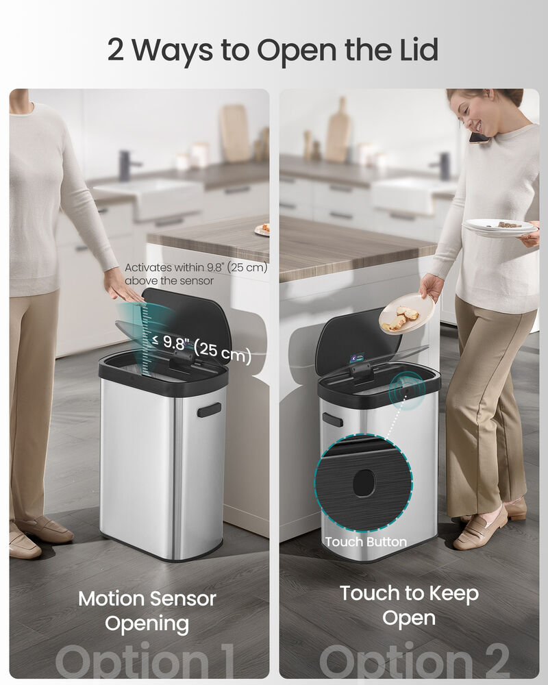 13 Gallon Automatic Motion Sensor Trash Can with Soft Close Lid image number 3