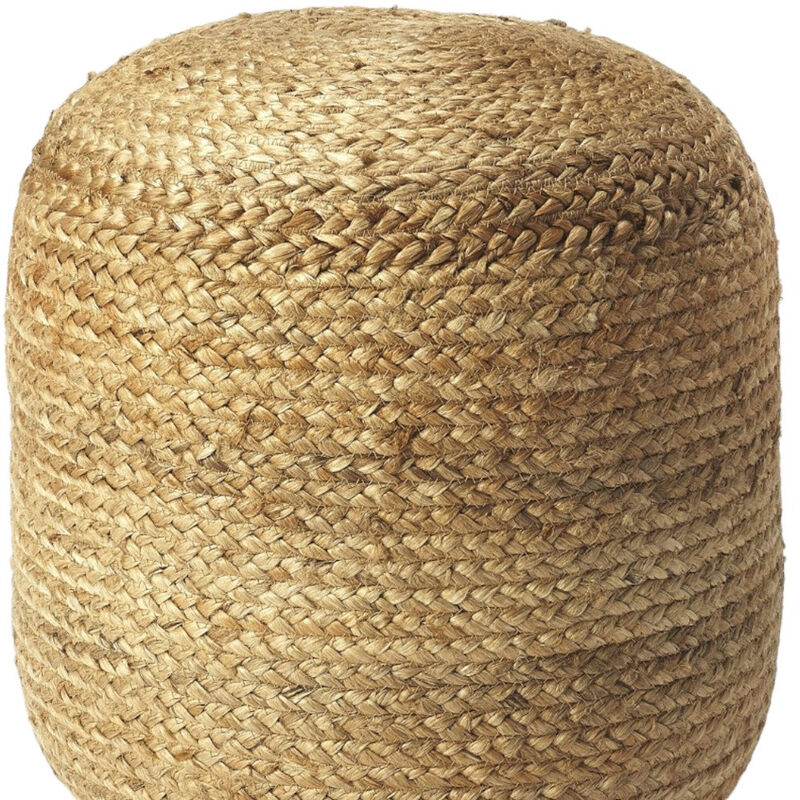 Hivvago 16 Inch Jute Round Pouf Ottoman