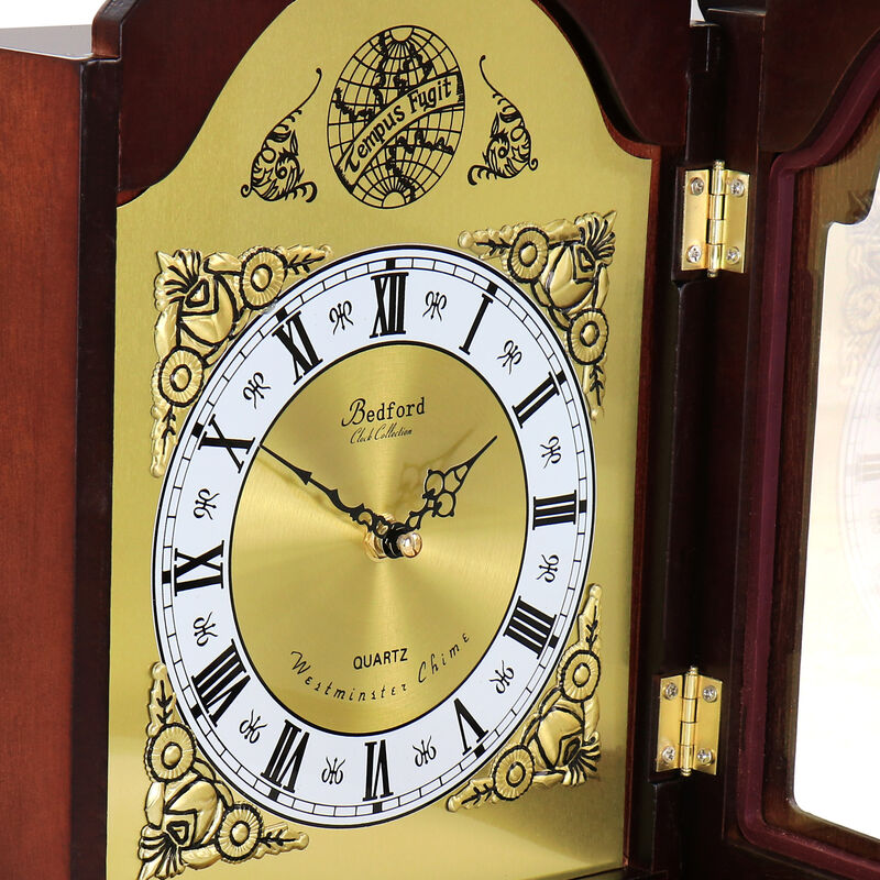 Bedford Clock Collection Redwood Mantel Clock with Chimes image number 4