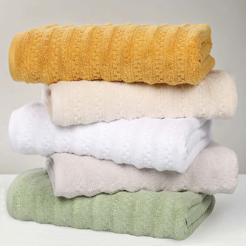 Zero Twist Cotton Waffle Stripe Towel Set Plush Absorbent Towels image number 1