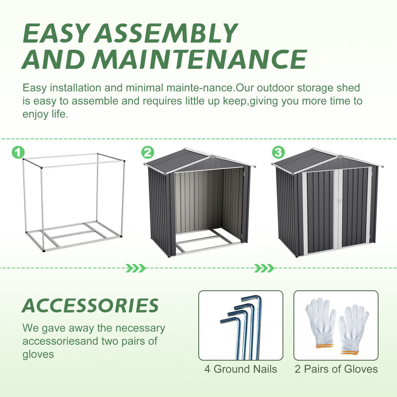 WOW PIONEER Heavy Duty Metal Outdoor Storage Shed with Lockable Door, Waterproof Weather Resistant Tool Storage House for Backyard Patio Lawn Garden image number 4